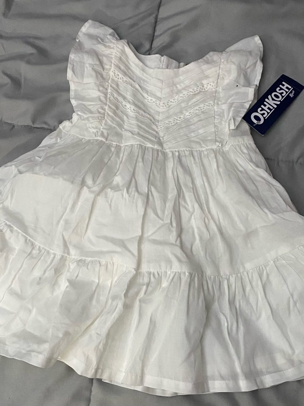 OshKosh B'gosh White Cotton Ruffle Tiered Dress